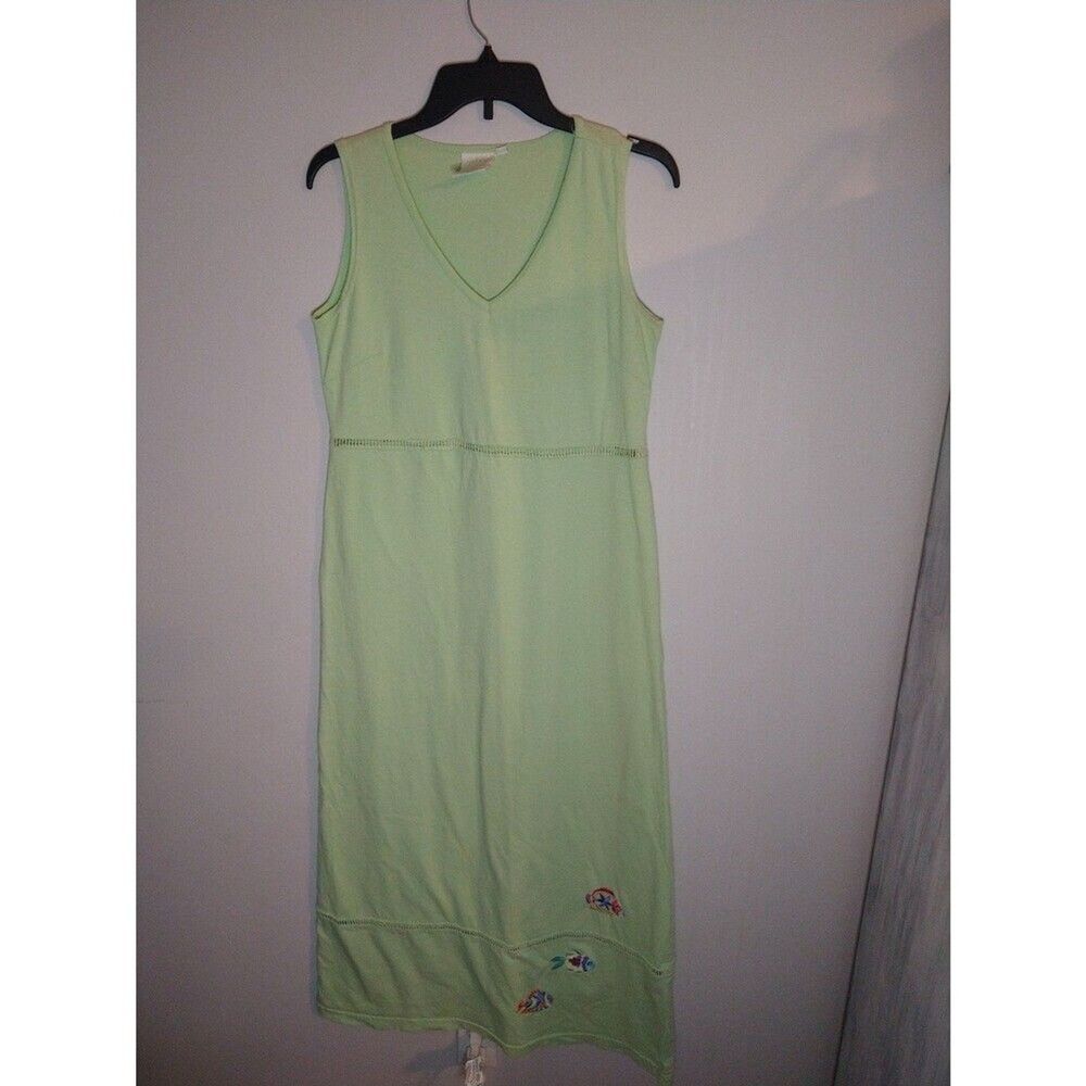 Johnny was sleeveless maxi v neck dress Boho Small Green Beachy Cottage Core